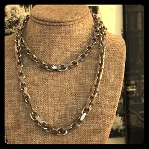 Long steel chain link necklace 36”